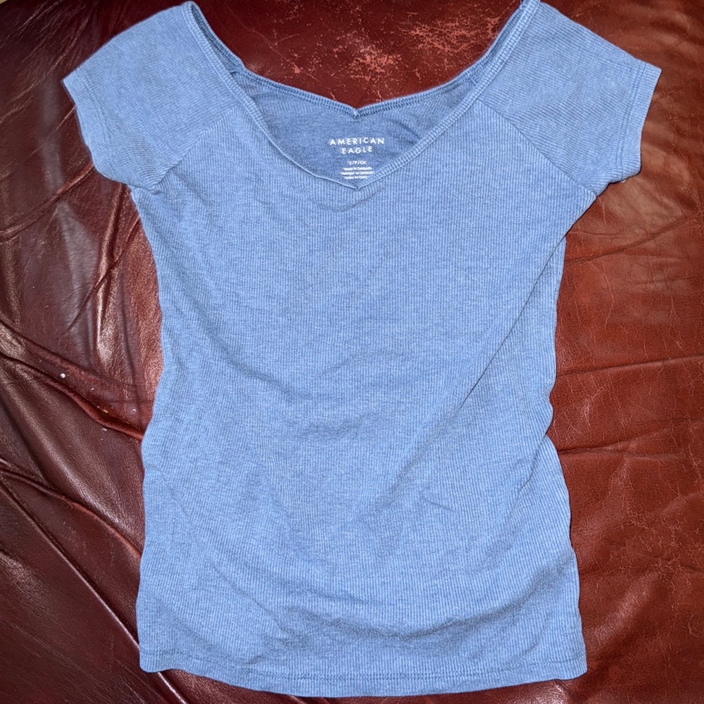 American Eagle Outfitters Blue V-Neck Top